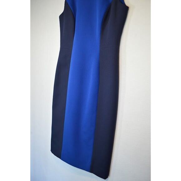 Milly Sleeveless Scuba Dress Colorblock Size 4 Fitted Career Black Blue $395 - Picture 8 of 13
